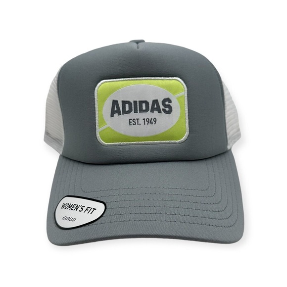 NWT Women's Fit Adidas Foam Front Snapback Trucker Hat Cap Gray Lime Adjustable‎ - Picture 1 of 5